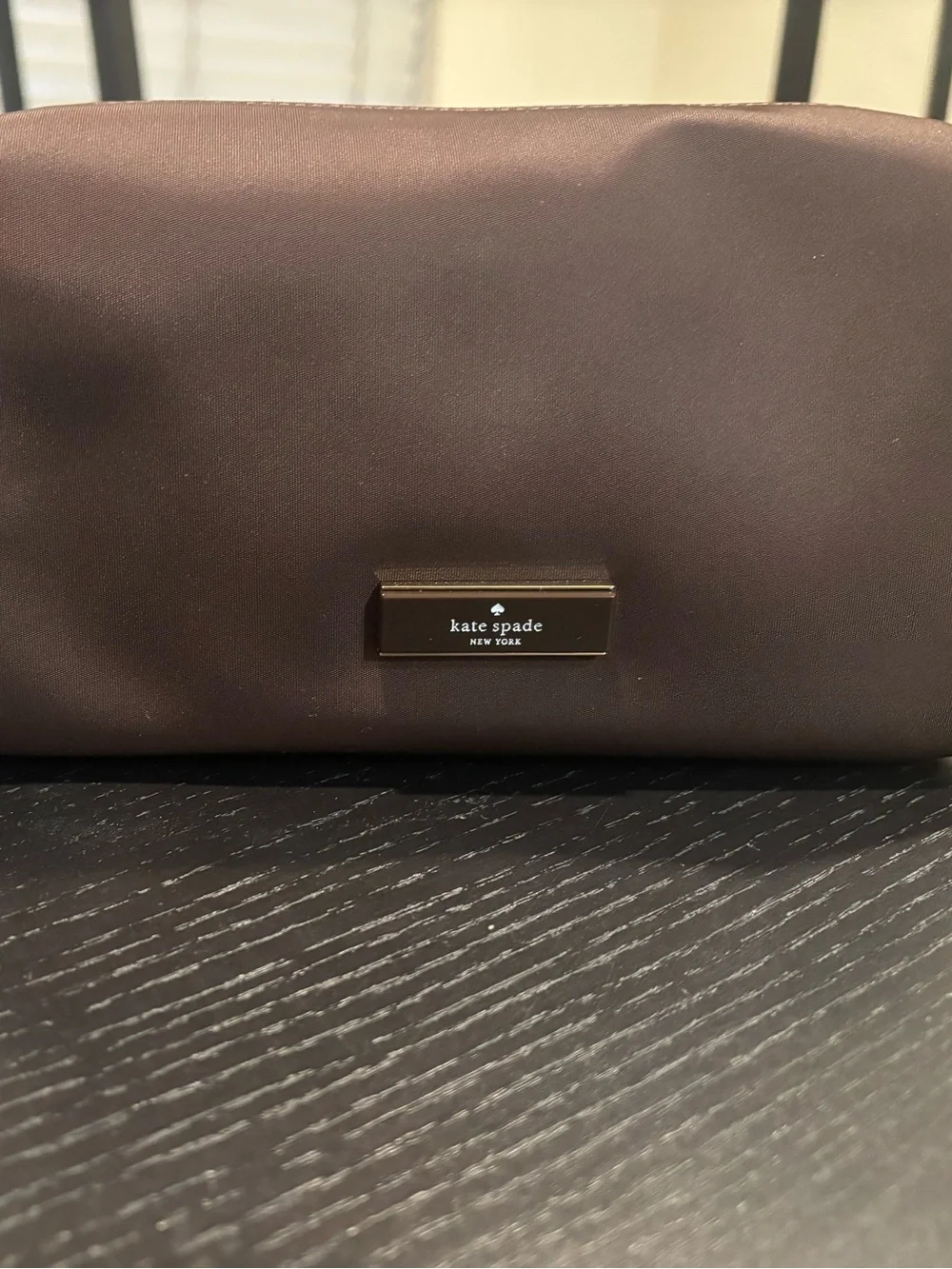 Kate Spade Carter Nylon Cosmetic Make Up Pouch Hot Fudge NWT KL875 Orig 99.00